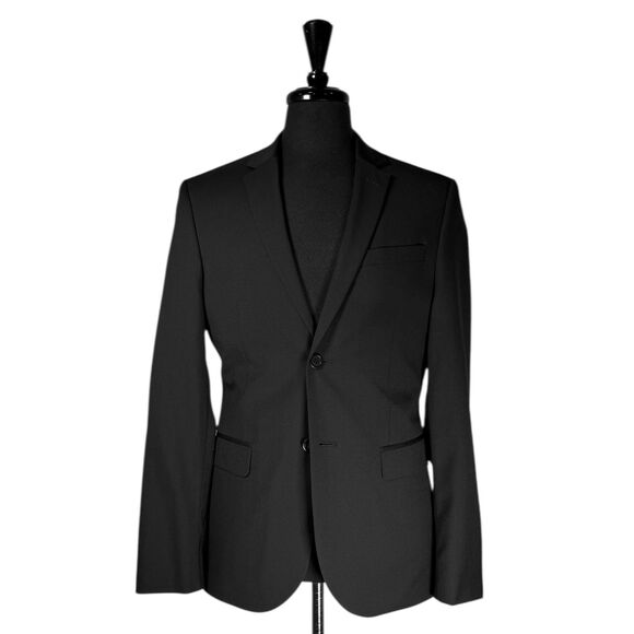H&M Other - H&M Mens 38R Black Marzotto Wool 2 Button Blazer Sport Coat Jacket